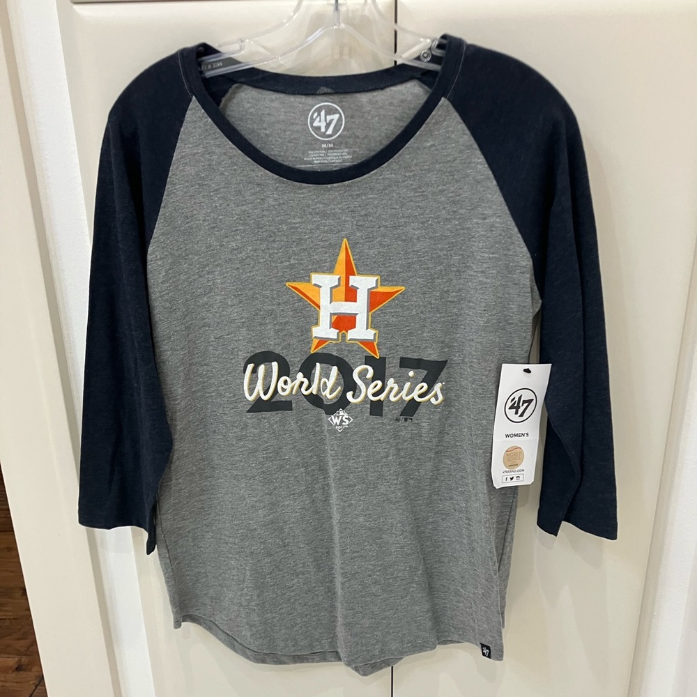 NWT!  Women’s Houston Astros Gray and Navy World Series Raglan Tee